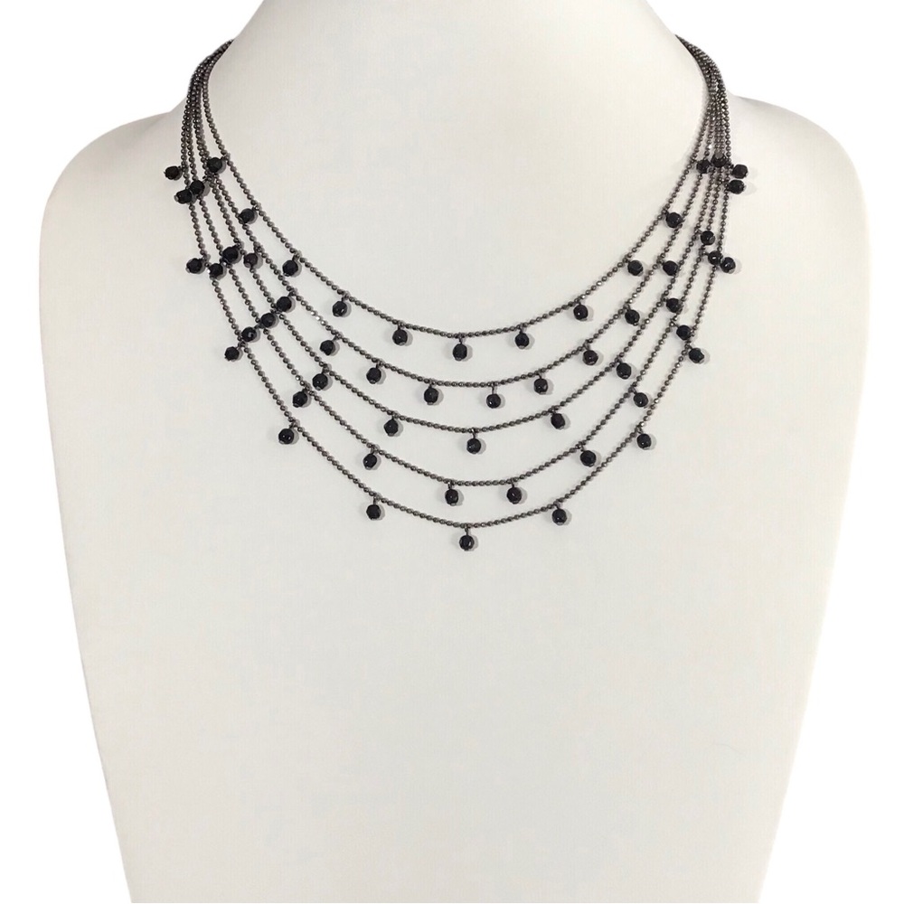 Premier Designs Layered Necklace Black Beads Fashion Costume Jewelry